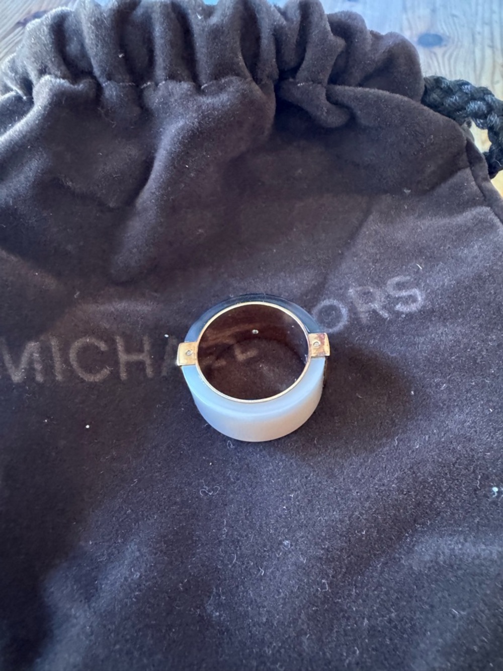 Michael Kors Women’s Two-Tone Wide Band Ring in Brown and Light Pink - Picture 3 of 3